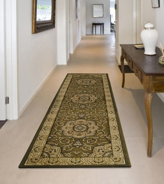 Heritage 4400 Green Runner Rug - Love-Rugs