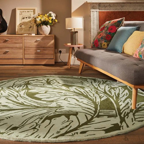 Heritage Floral 2 Moss Round Rug - Love-Rugs alternate image