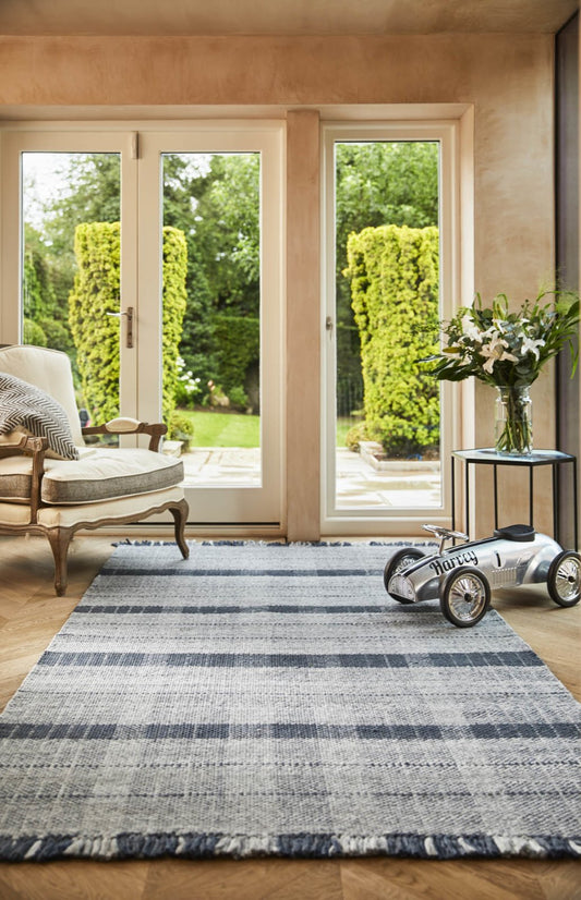 Highland Check Navy Rug - Love-Rugs alternate image