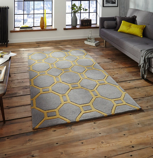 Hong Kong 4338 Grey Yellow Rug - Love-Rugs