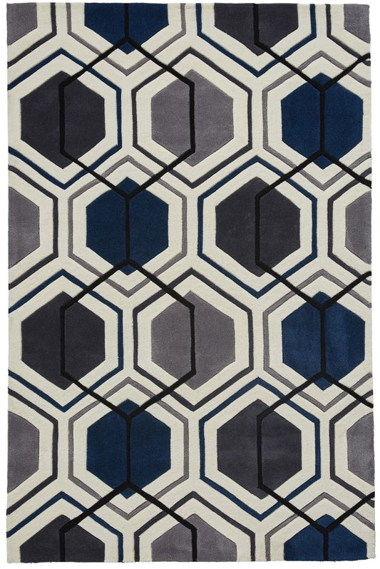 Hong Kong 7526 Grey Navy Rug - Love-Rugs alternate image