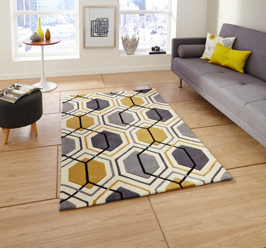 Hong Kong 7526 Grey Yellow Rug - Love-Rugs