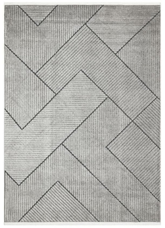 Jazz JAZ16 Grey Black Rug - Love-Rugs