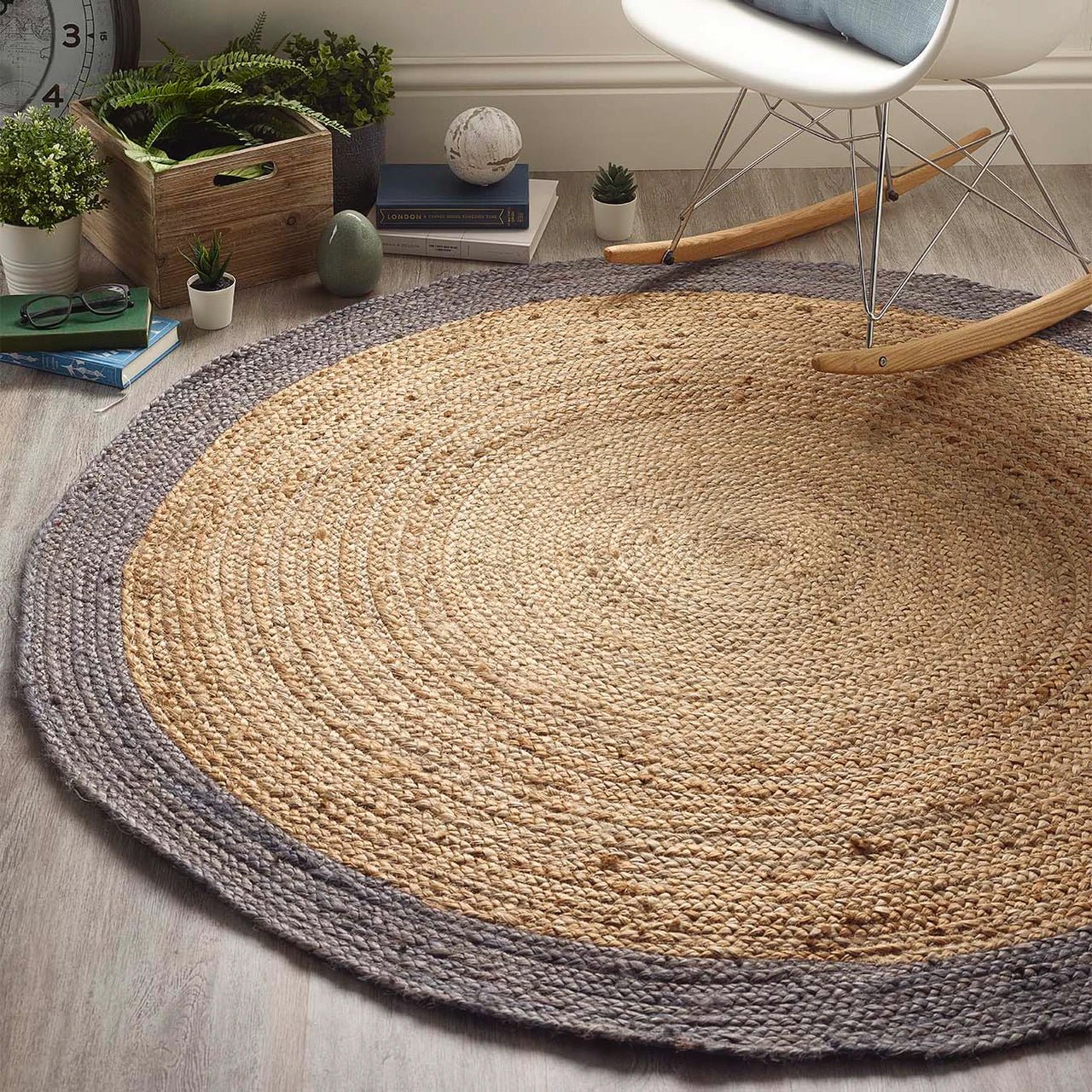 Round Border Rugs Jute Border Grey Round Rug – Love-Rugs