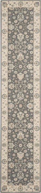 Living Treasures LI16 Grey/Ivory Runner Rug - Love-Rugs