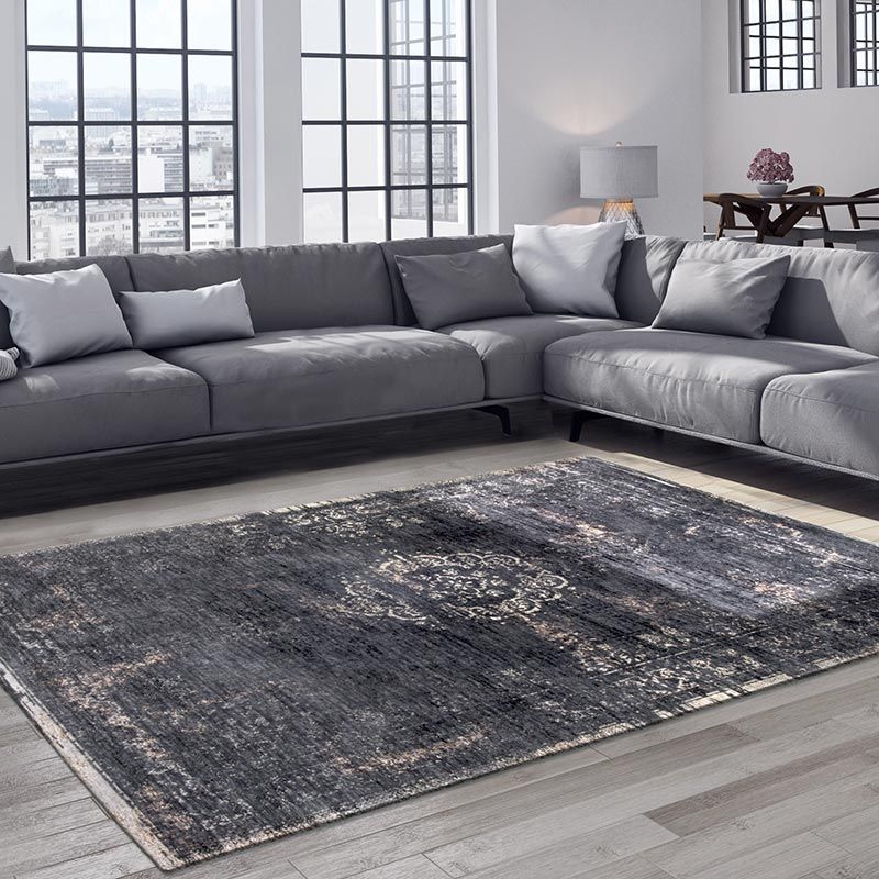 Fading World Rug Louis De Poortere Fading World Medallion 8263 Mineral Black Rug – Love-Rugs