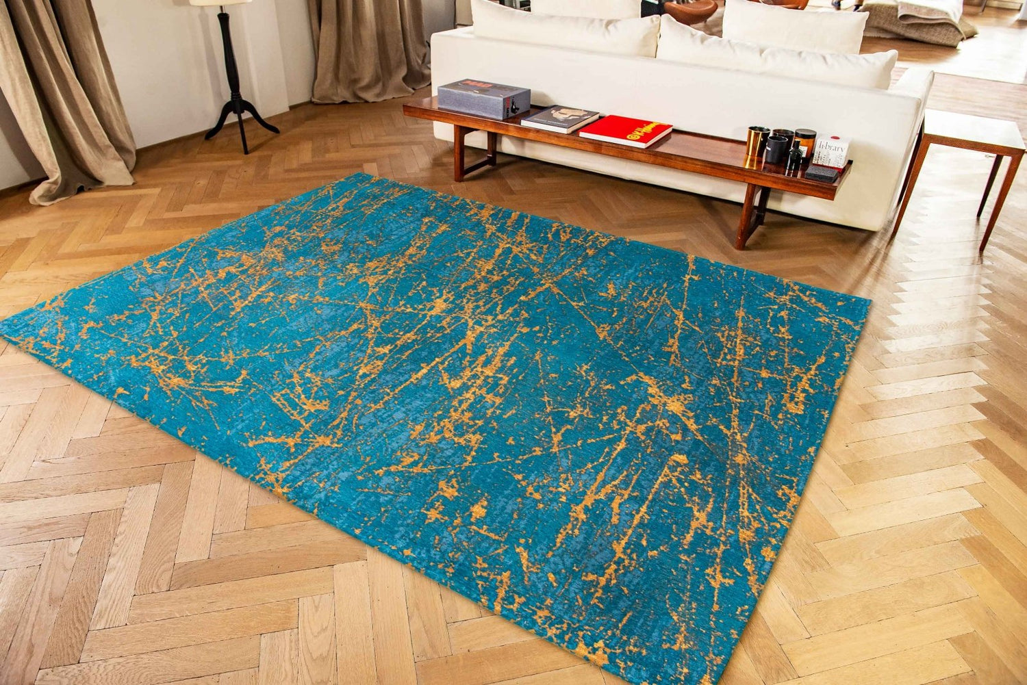 Louis De Poortere Mad Men Stellar 9218 Lightning Turquoise Rug – Love-Rugs