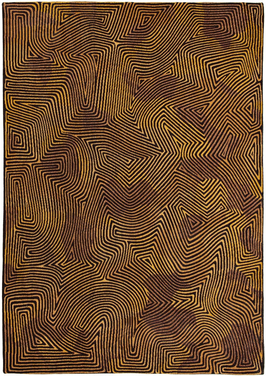 Louis De Poortere Meditation Coral 9227 Black Gold Rug - Love-Rugs