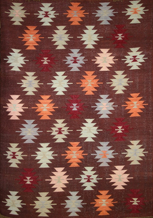 Love-Rugs Caucasian Kuba Burgundy Kelim Rug - Love-Rugs