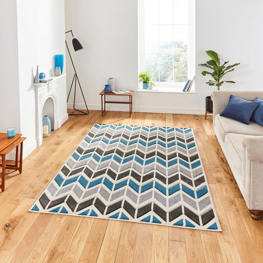 Matrix MT24 Grey / Blue Rug - Love-Rugs alternate image