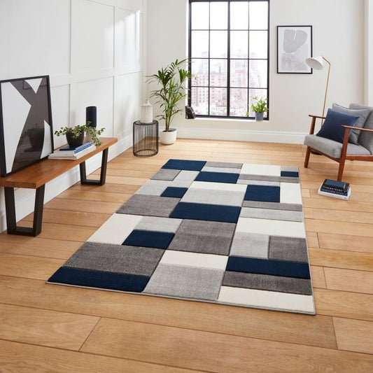 Matrix MT61 Grey/Navy Rug - Love-Rugs