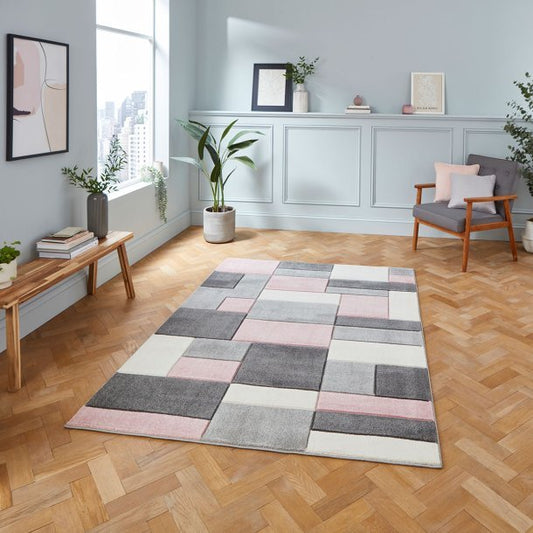 Matrix MT61 Grey/Rose Rug - Love-Rugs