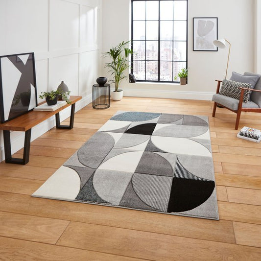Matrix MT63 Grey/Black Rug - Love-Rugs