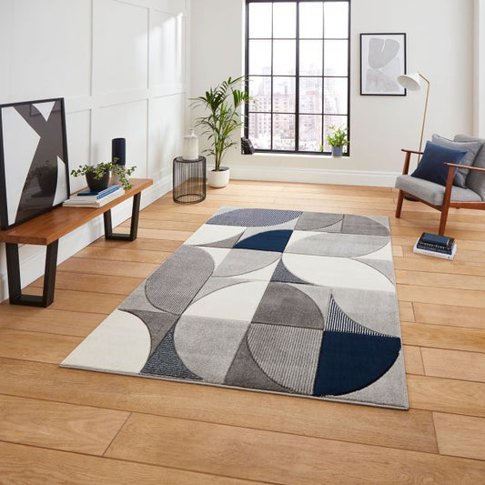 Matrix MT63 Grey/Navy Rug - Love-Rugs