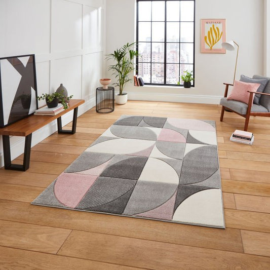 Matrix MT63 Grey/Rose Rug - Love-Rugs