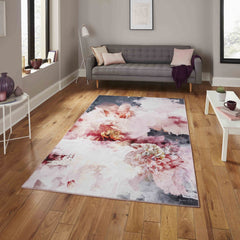 Michelle Collins Printed Rose Black FL0024 Rug alternate image