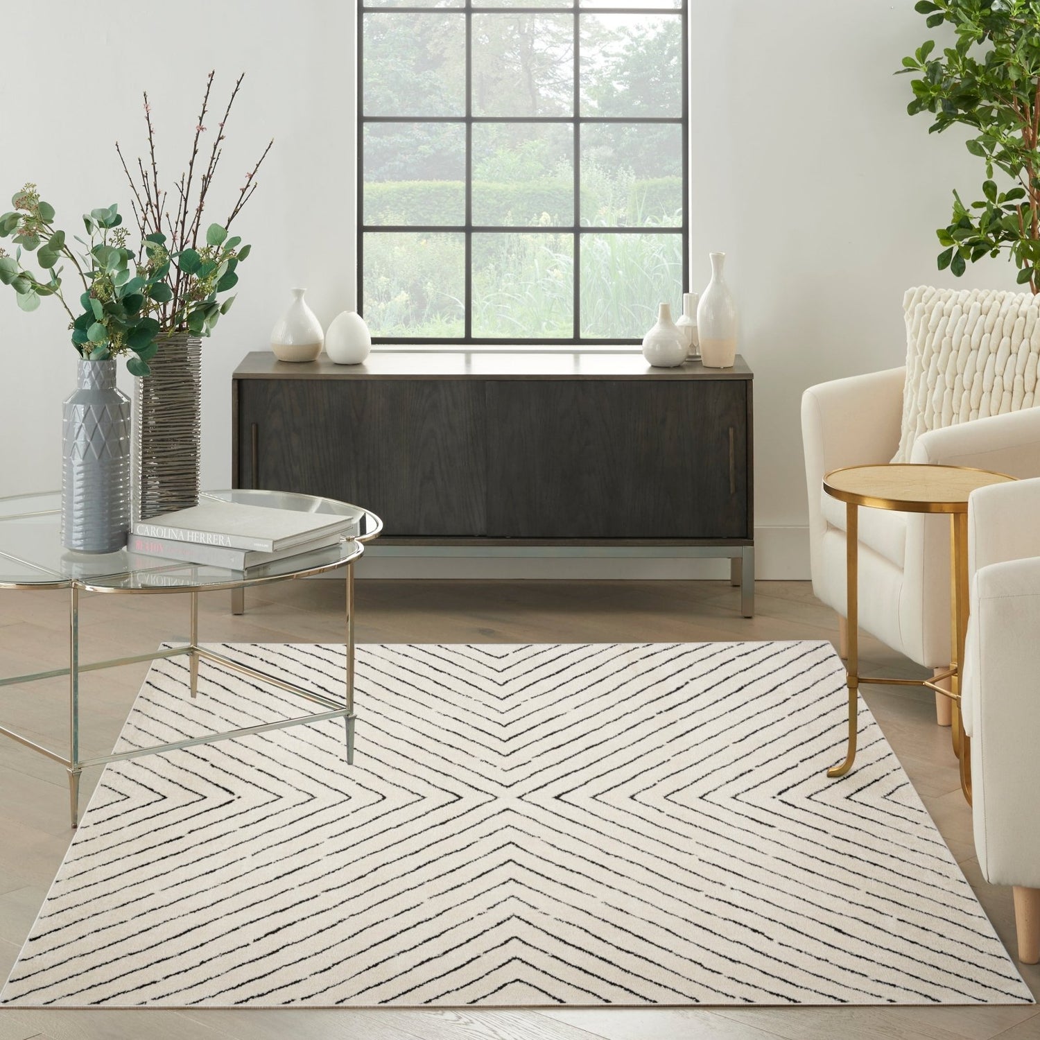 Ivory Black Pattern Rug Modern Comfort MNC01 Ivory Black Rug – Love-Rugs