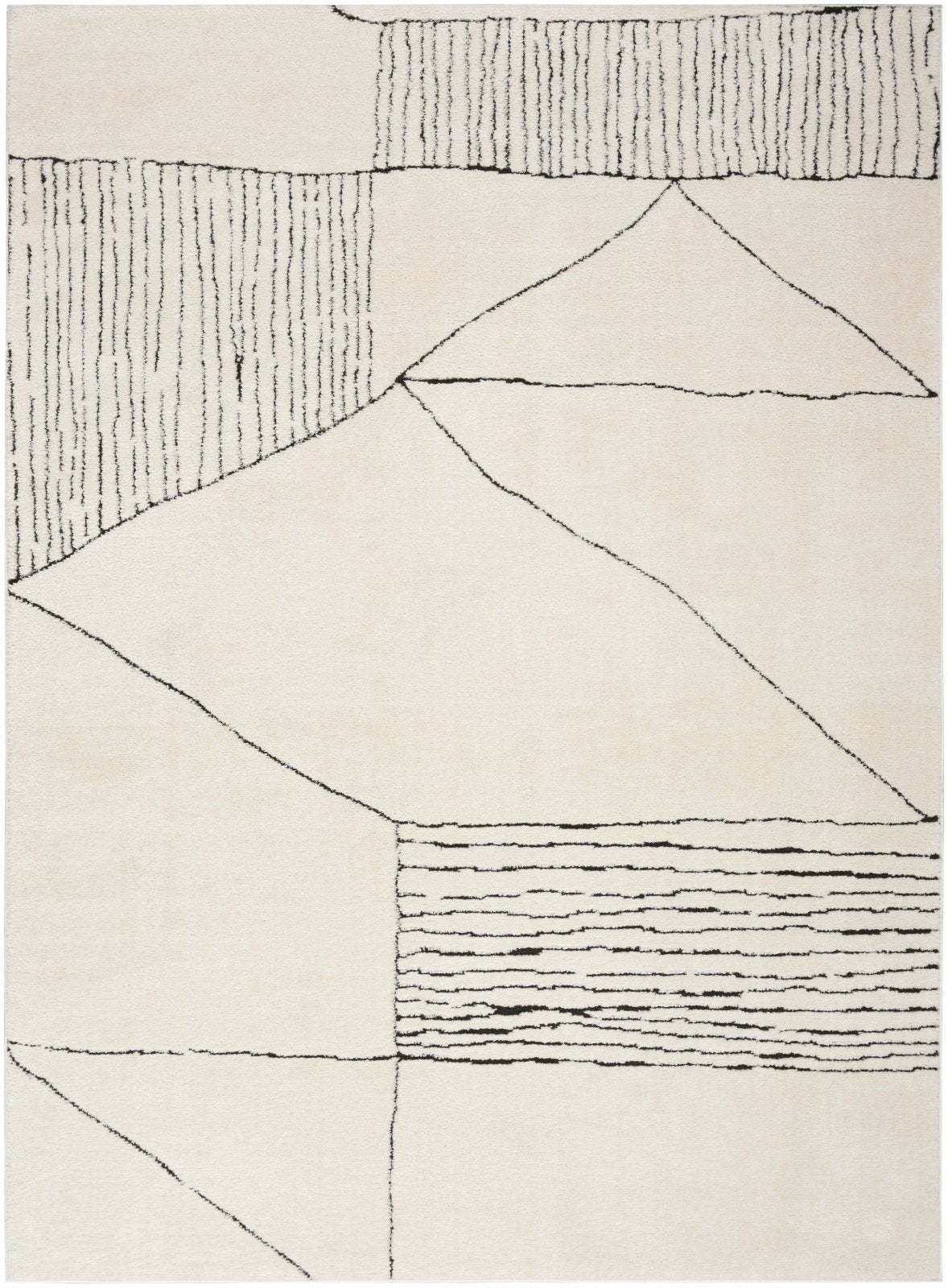 Ivory Black Pattern Rug Modern Comfort MNC02 Ivory Black Rug – Love-Rugs