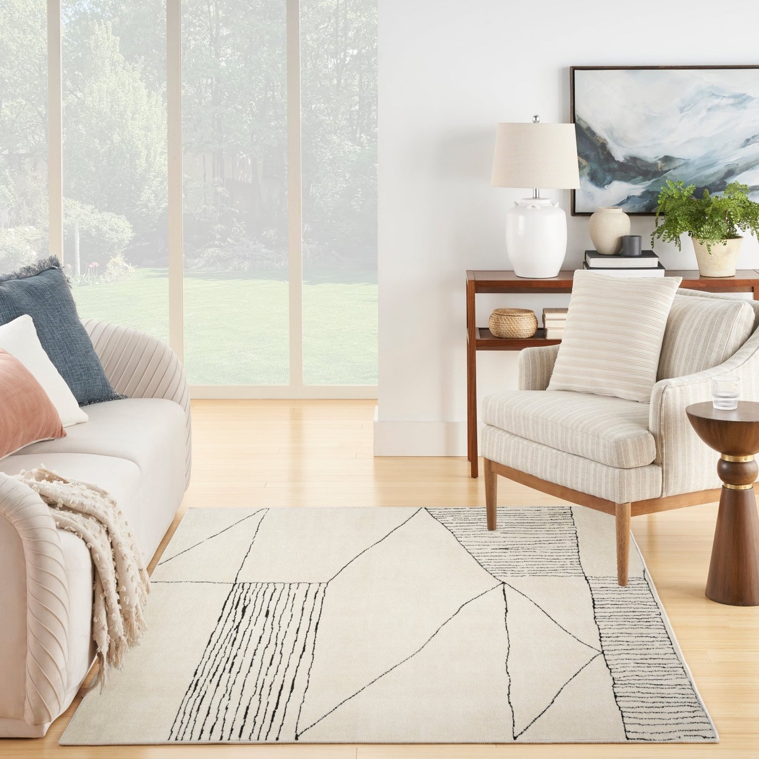 Ivory Black Pattern Rug Modern Comfort MNC02 Ivory Black Rug – Love-Rugs