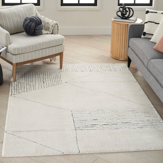 Modern Comfort MNC02 Ivory Black Rug - Love-Rugs