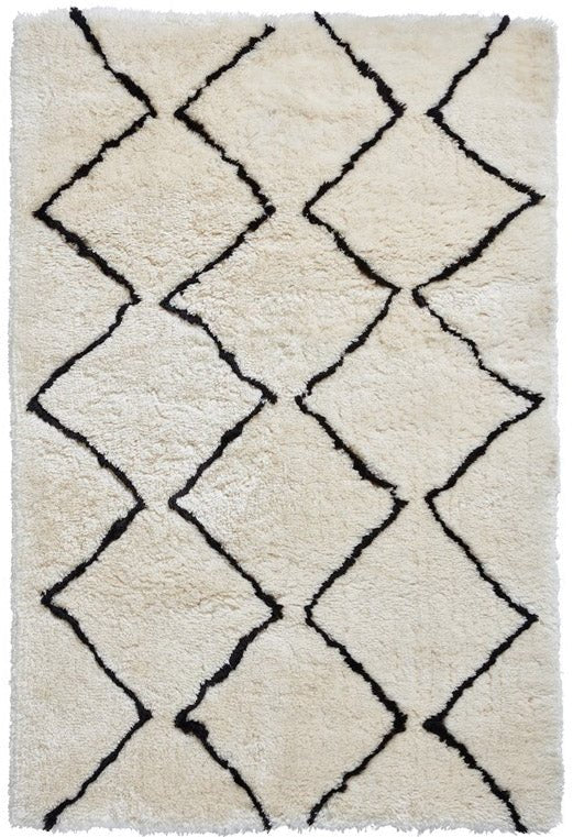 Morocco 3742 Ivory Black Rug - Love-Rugs