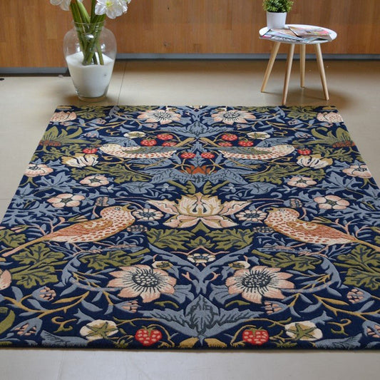 Morris & Co Strawberry Thief 027708 Indigo Rug - Love-Rugs alternate image