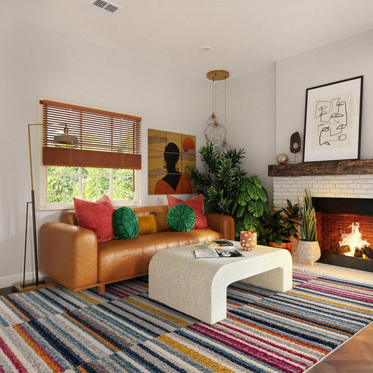 Muse Multi-Coloured Stripe Rug MU06 - Love-Rugs alternate image