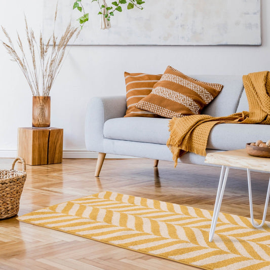 Muse Yellow Chevron Rug MU08 Runner - Love-Rugs alternate image