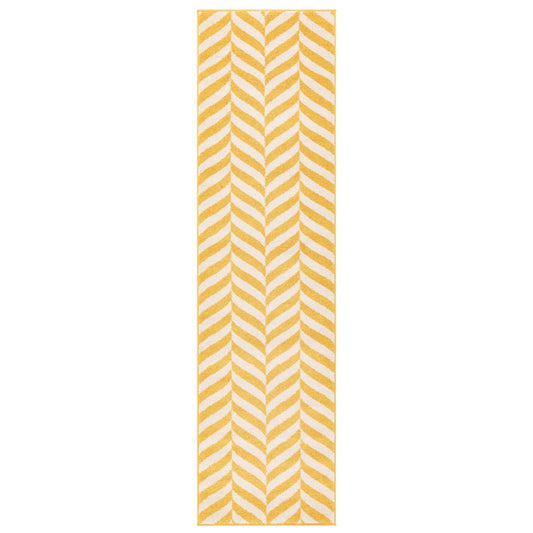 Muse Yellow Chevron Rug MU08 Runner - Love-Rugs