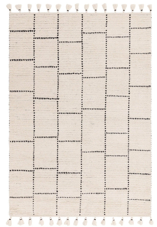 Nepal Cream/Black Tile Rug - Love-Rugs