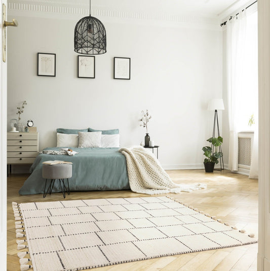 Nepal Cream/Black Tile Rug - Love-Rugs alternate image