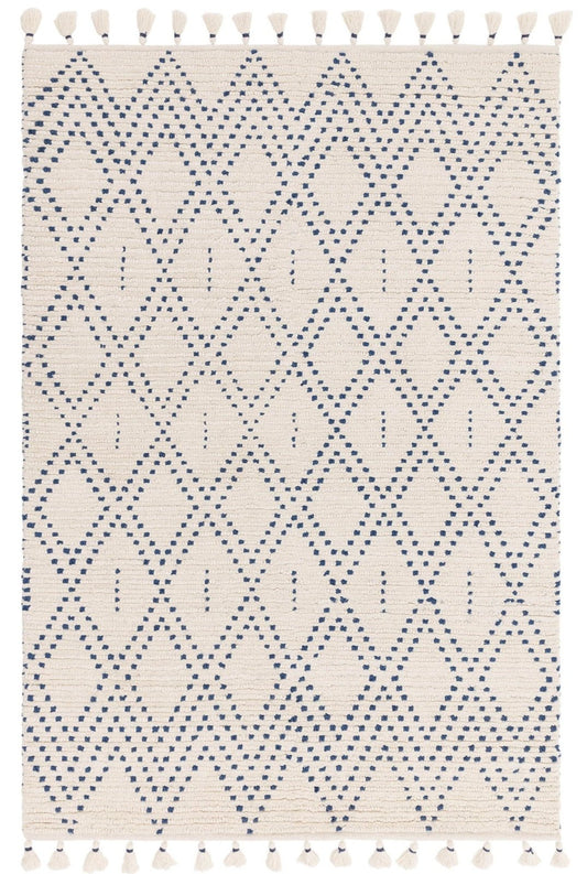 Nepal Cream/Blue Diamond Rug - Love-Rugs