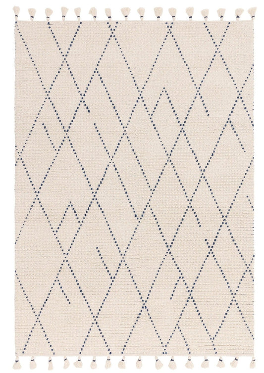 Nepal Cream/Blue Linear Rug - Love-Rugs