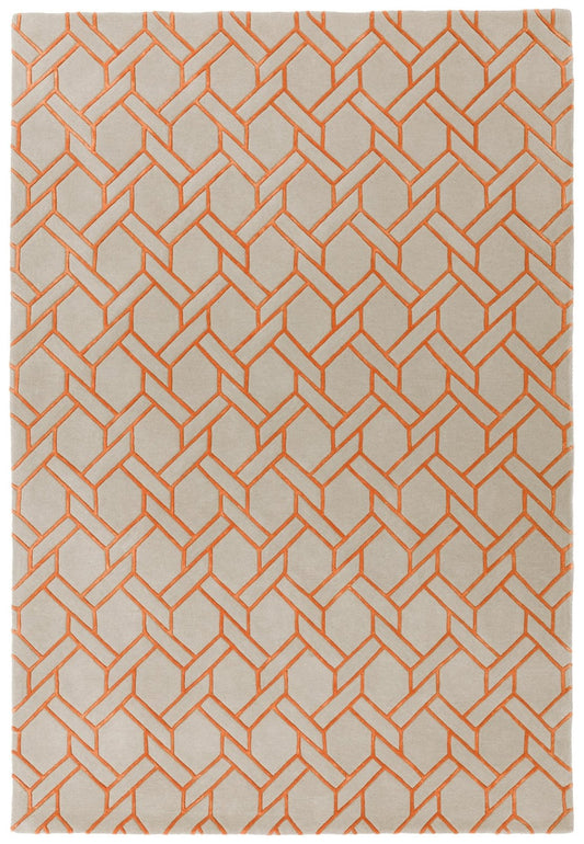 Nexus FL01 Fine Lines Silver Orange Rug - Love-Rugs