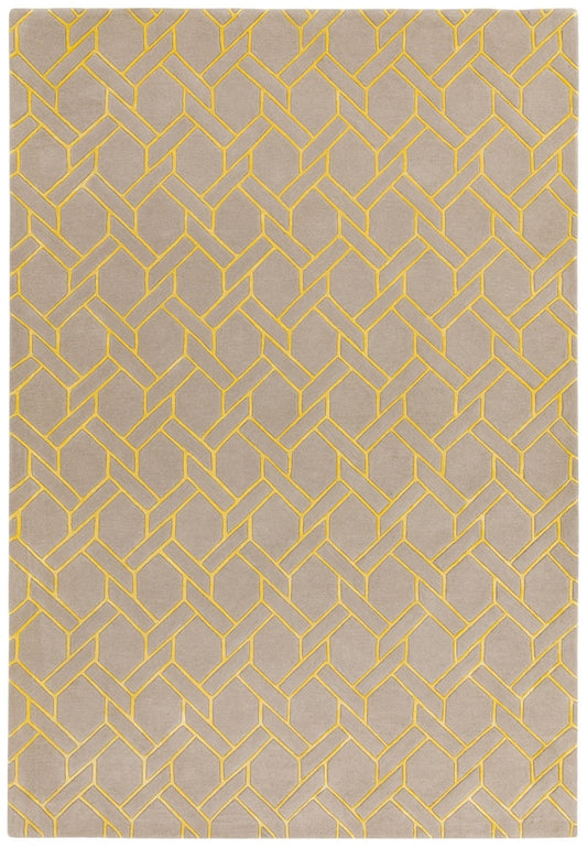 Nexus FL02 Fine Lines Silver Yellow Rug - Love-Rugs