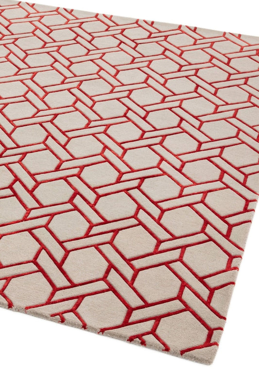 Nexus FL03 Fine Lines Silver Red Rug - Love-Rugs alternate image