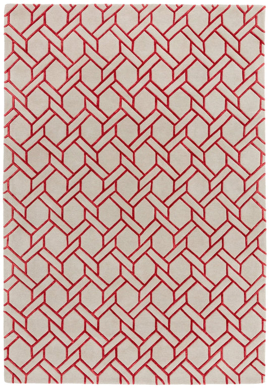 Nexus FL03 Fine Lines Silver Red Rug - Love-Rugs