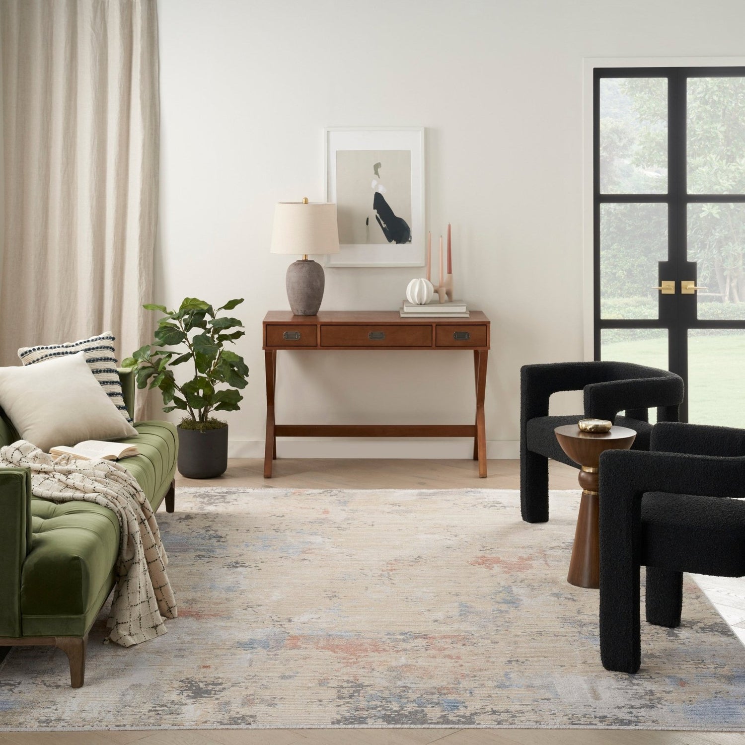 Nourison Abstract Hues ABH01 Beige/Grey Rug - Love-Rugs