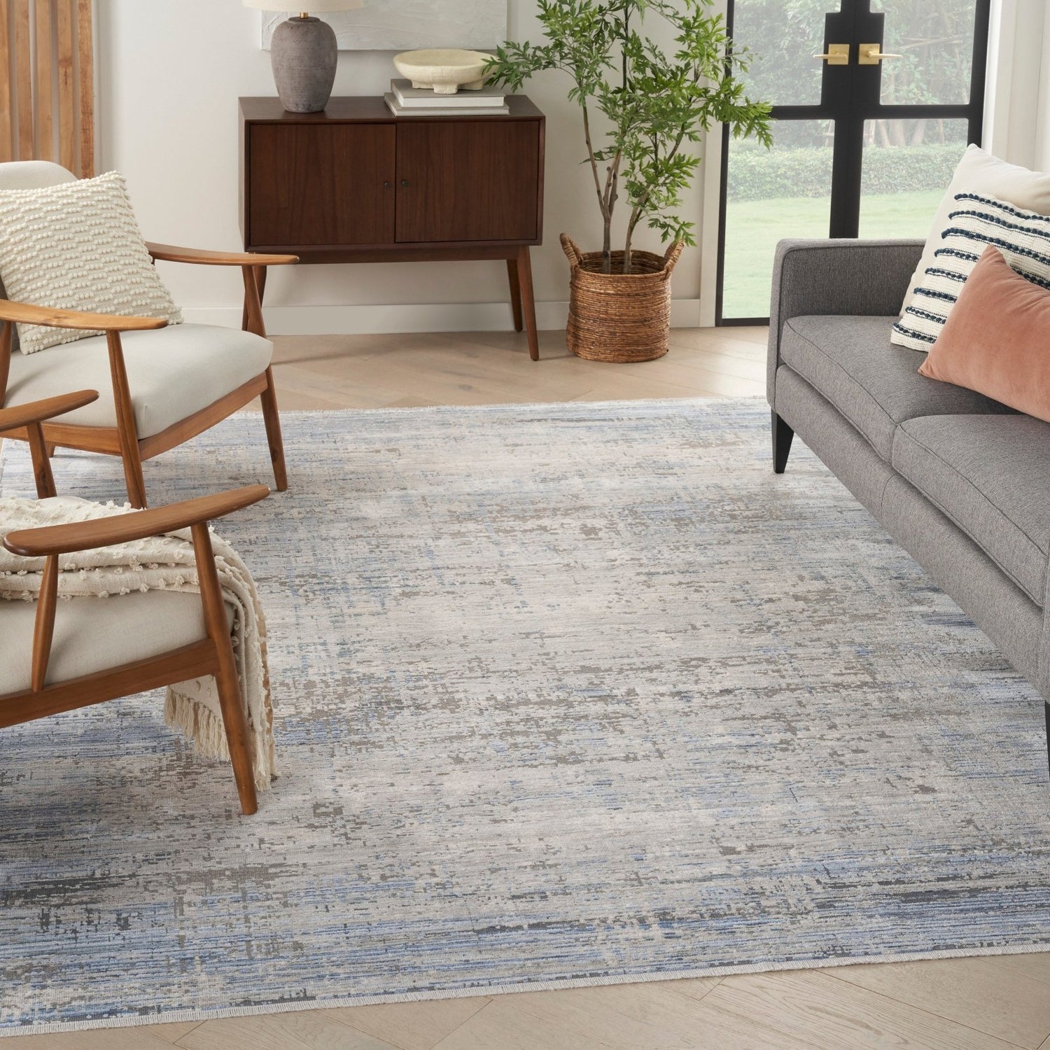 Nourison Abstract Hues ABH02 Blue/Grey Rug - Love-Rugs