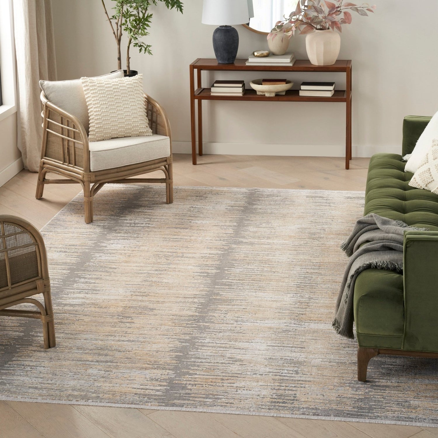 Nourison Abstract Hues ABH03 Grey/Gold Rug - Love-Rugs