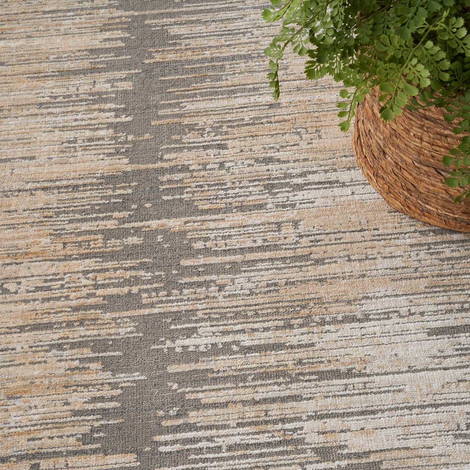 Nourison Abstract Hues ABH03 Grey/Gold Runner Rug - Love-Rugs