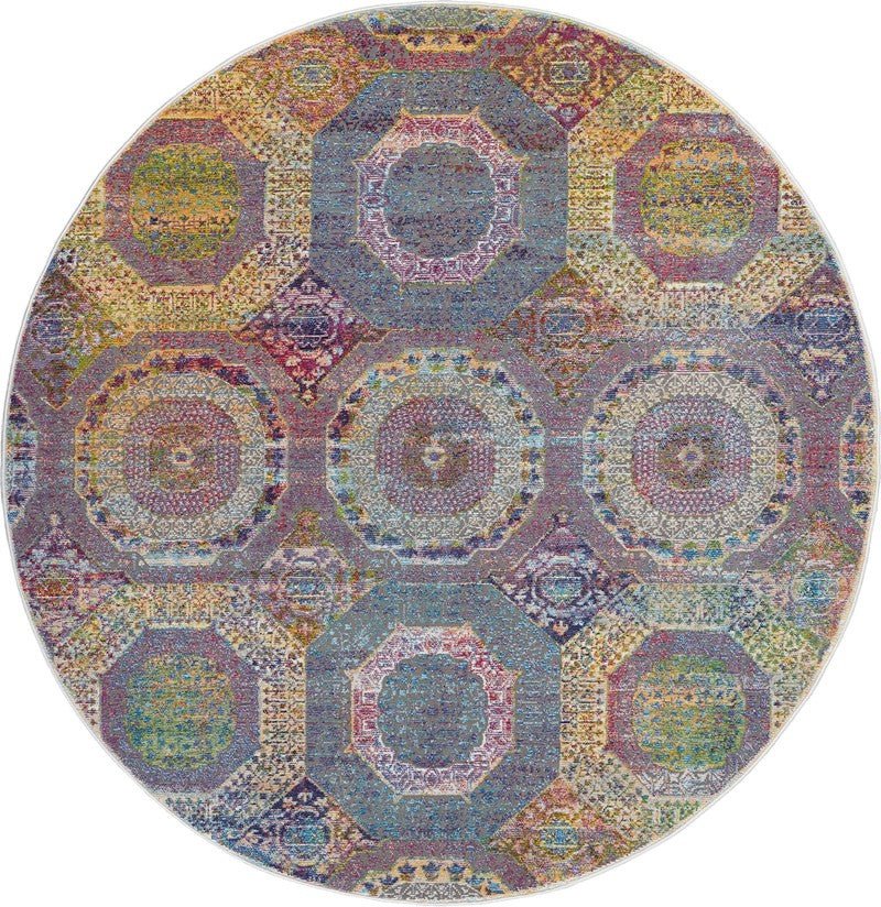 Nourison Ankara ANR05 Multi Circle Round Rug – Love-Rugs