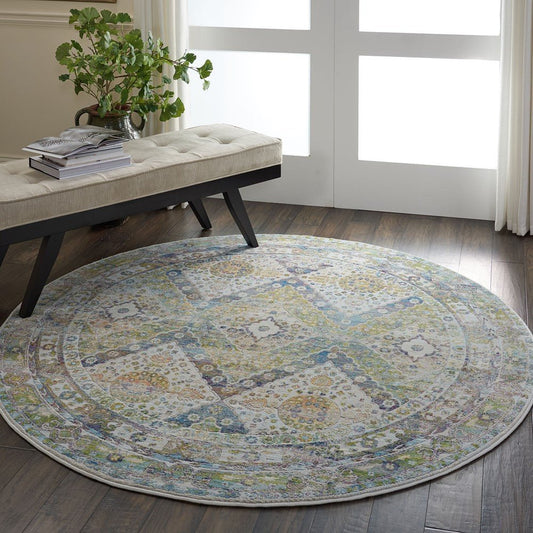 Nourison Ankara ANR07 Blue Green Circle Round Rug - Love-Rugs alternate image