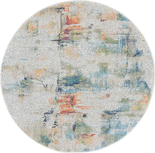 Nourison Ankara ANR09 Ivory Multi Round Rug - Love-Rugs