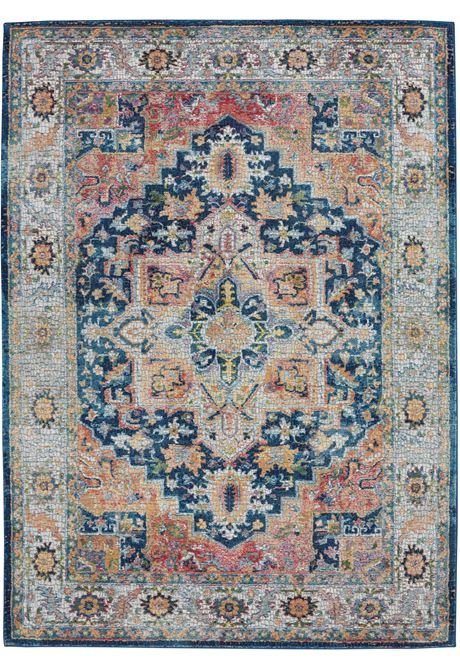 Nourison Ankara ANR11 Blue Medallion Rug - Love-Rugs