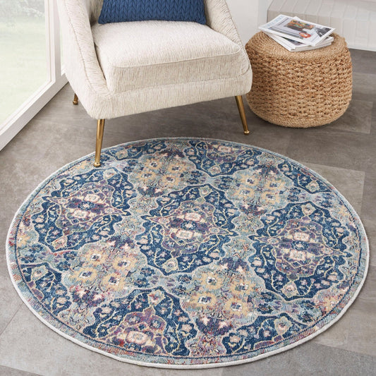 Nourison Ankara ANR16 Navy Multicolor Round Rug - Love-Rugs alternate image