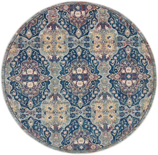 Nourison Ankara ANR16 Navy Multicolor Round Rug - Love-Rugs