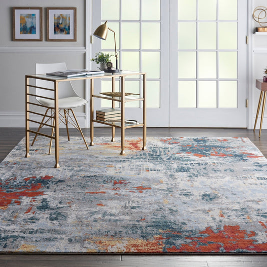 Nourison Artworks ATW03 SLATE/BRICK Rug - Love-Rugs alternate image