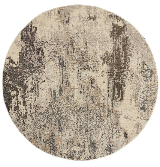 Nourison Celestial CES02 Ivory / Grey Round Rug - Love-Rugs
