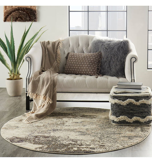 Nourison Celestial CES02 Ivory / Grey Round Rug - Love-Rugs alternate image